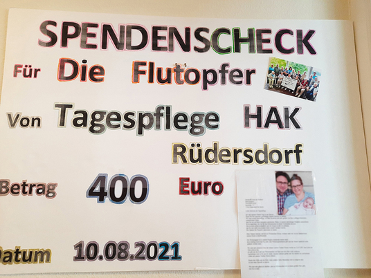 Immanuel Haus am Kalksee | Nachrichten | Tagespflegegäste sammeln 400 Euro für Flutopfer | Tagespflege | Rüdersdorf